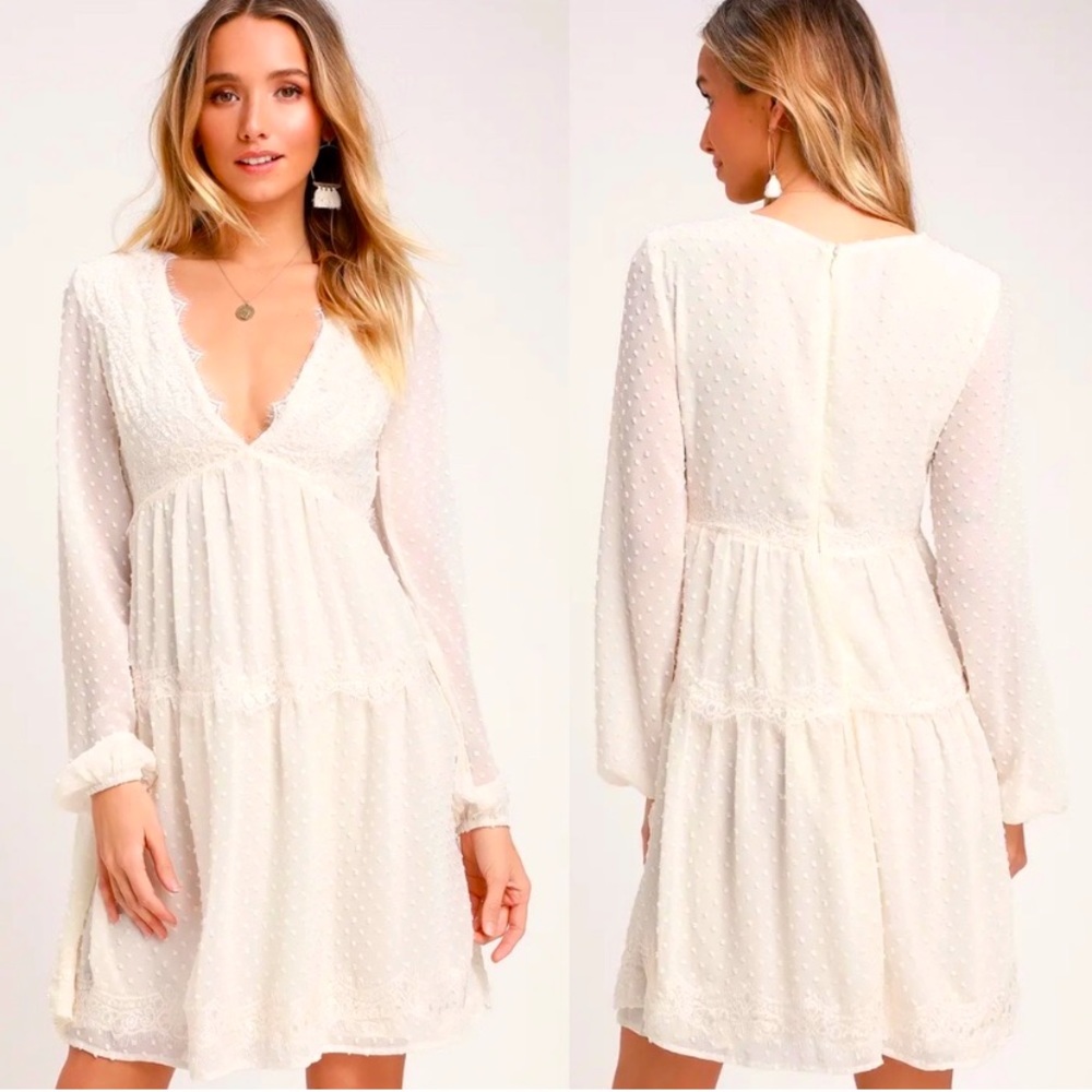 NWT Lulu’s Wistful Moment Swiss Dot Dress Sz Large